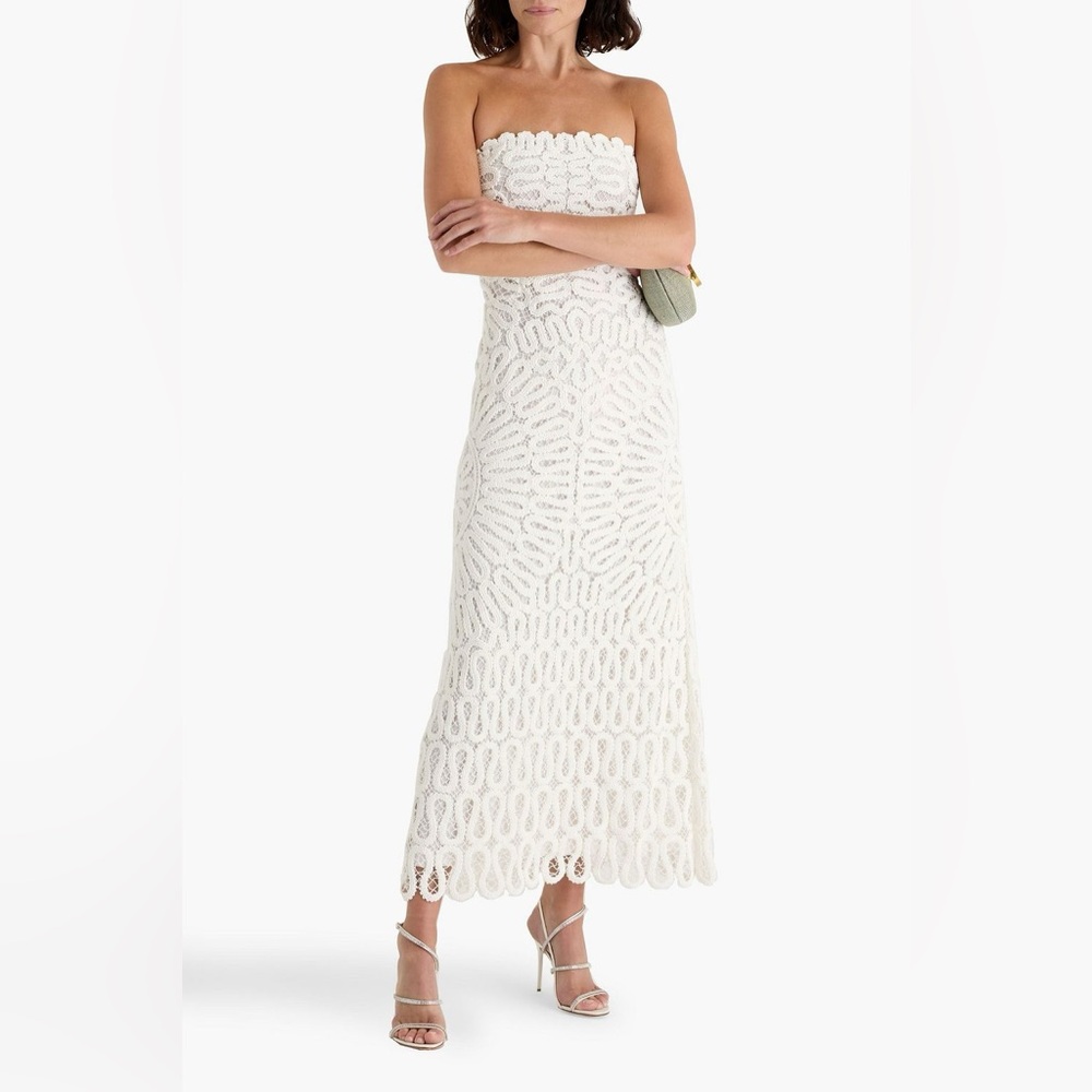 Simkhai New Elise Crochet Long Dress In White Size 12 $1,295.00 - Picture 5 of 16